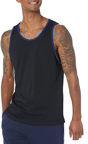 Amazon Essentials Top a Canotta Regular Fit Uomo, Blu/Nero, M