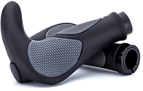 VOANZO Puños de Manillar de Bicicleta MTB, agarres de bocina de Bicicleta Integrados de diseño ergonómico con Tapones de Extremo de Barra, para diámetro Interior (Negro)