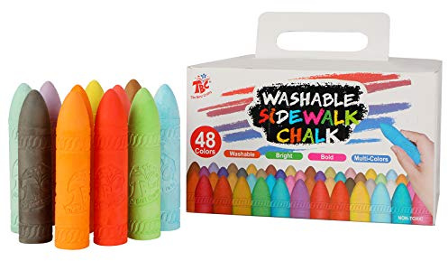 TBC Jumbo Pavement Chalks 48pcs, Washable Outdoor Chunky Chalk Sidewalk Giant Chalk Set Non-Toxic for Kids, Outdoor Playground Drawing & Blackboard Games