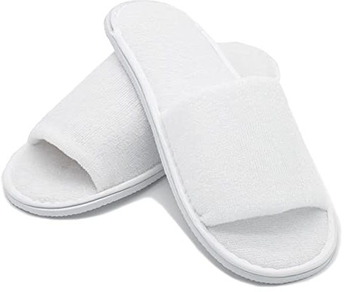 ZOLLNER 10 Paar Einwegslipper Gästehausschuh in weiß - Frottierslipper für Reise, Spa, Sauna und Zuhause - rutschhemmende Sohle - offene Spitze - Einheitsgröße - Hotelqualität