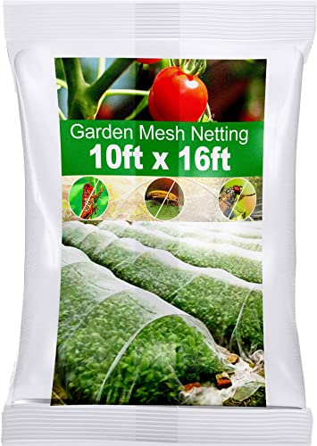 Wohohoho Garden Insect Mesh Netting 10ft x 16ft (3m x 5m), 1mm Ultra Fine Plant Covers for Garden Protection. Mosquito Net Pest Barrier for Vegetables Fruits Greenhouse Row Cover Raised Bed Barrier
