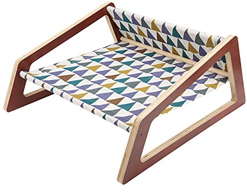 Miskall Cat Hammock Bed Portatile rialzato per Animali Domestici Sedia a Dondolo in Legno per Interni per Esterni per Gatti di Taglia Piccola Media