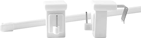 Deco-Raum Tringle de vitrage, extensible, blanche, longueur 70-120 cm, avec crochet rotatif pour cadre de fenêtre de 10-27 mm, ovale, sans perçage