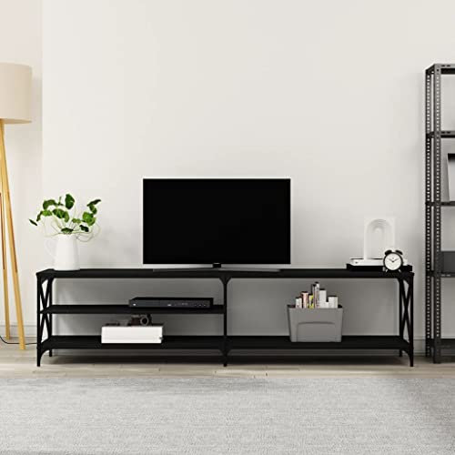 ZQQLVOO TV-Medienkonsole Spielzimmer Schlafzimmer Medienmöbel Konsole TV-Schrank Schwarz 200x40x50 cm Holzwerkstoff und Metall Geeignet für Wohnzimmer Schlafzimmer