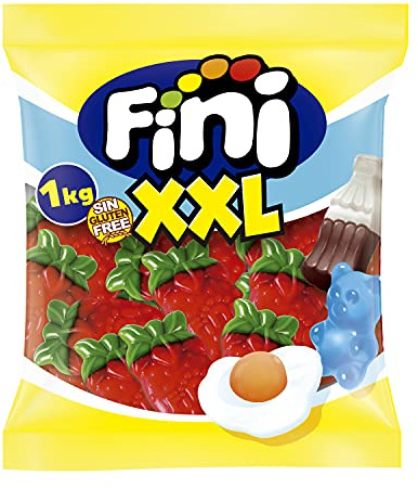 FINI Caramelo gigante XL de fresa con sabor a fruta, bolsa de 1 kg