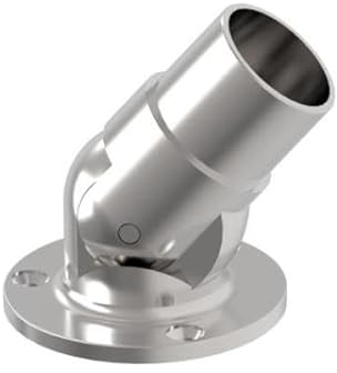 Sellon24 Flangia da parete in acciaio inox con giunto Ø 42,4 mm, raccordo per ringhiere, flangia flessibile da 0 + 90°, per tubo V2A, rettificato (A/0506-242-B)