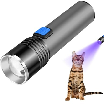 Lampe de poche UV LED, lampe de poche UV - Détecteur d'urine pour animaux de compagnie 365 nm - Lampe de poche à zoom télescopique, détecteur rechargeable USB pour la détection d'urine d'animaux, tach
