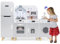 Maxmass Kids Wooden Kitchen, Modular Children Toy Kitchen with Lights, Sounds, Refrigerator, Washing Machine, Ice Maker and Cookware Accessories, Pretend Role Play Kitchen for 3+ Years Old