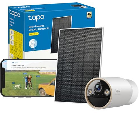 Tapo C460 KIT 4K 8MP Battery Solar Security Camera Outdoor Wireless, CCTV, Ultra HD, No Monthly Fee, AI Detection, Two-way Talk, IP66, Starlight Colour Night Vision, Works with Alexa & Google