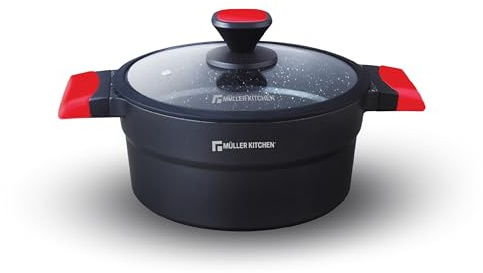 Müller Kitchen - Olla (Aluminio fundido a presión, Revestimiento antiadherente, Inducción, Tecnología alemana) (24cm - 4,5L)