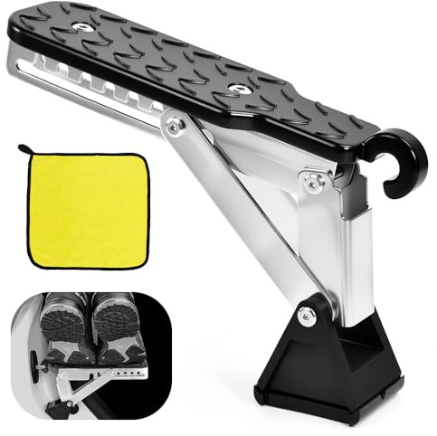 UHETLET 1 Marchepied de Porte de Voiture avec 1 Chiffon, Pédale de Porte de Voiture Pliante Support de Porte de Voiture Universel Pédale De Crochet De Véhicule, Capacité de Charge de 200 Kg