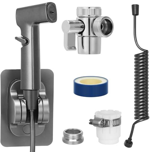 Bidet Handbrause Set für Toilette - Hand Shower Toilet, Handbrause Toilette mit 2.5m Schlauch, Bidet Brause mit Wasserhahnspender aus Vollem Kupfer, Toiletten Dusche für Reinigung und Hygiene