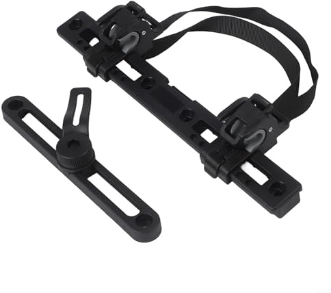 Honseadek Black Bike Pannier Hook Buckle Kit for Side Bags, PA66+GF Mounting Bracket with 7 Adjustable Points, 266mm Length, Includes Upper and Lower Hardware Brackets