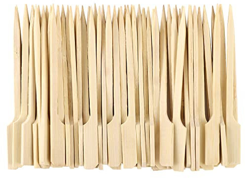 Lanjue 100 Pack Bamboo Paddle Skewers 9 cm for BBQ, Fruit & Party