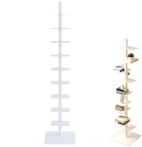 Estantería de 9 niveles, torre vertical para libros, estante de almacenamiento de metal alto y estrecho para espacios reducidos, estante de exhibición para dormitorio, sala de estar, oficina