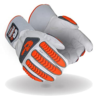 MAGID T-REX TRX848M Inferno Series Heat Resistant Welder's Gloves, 1 Pair, Full Leather, Size 10/XL, Red & Gray