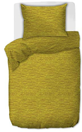 Kayori Kenji Bettwäsche Jersey 155x220cm 80x80cm Gelb 100% Bio Jersey Baumwolle Atmungsaktiv Feuchtigkeitsabsorbierend