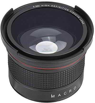 Lente Gran Angular Fisheye, Lente Gran Angular Fisheye 58MM 0.35X para Cámara SLR DSLR Negra