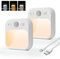AmmToo Nachtlicht mit Bewegungsmelder - 2 Stück USB-C aufladbar LED Nachtlicht Dimmbares Helligkeit Einstellbare 3 Modi (AUTO/AUS/EIN), Warmweiß LED Nachtlampe für Kinderzimmer, Gang, Treppe, Küche