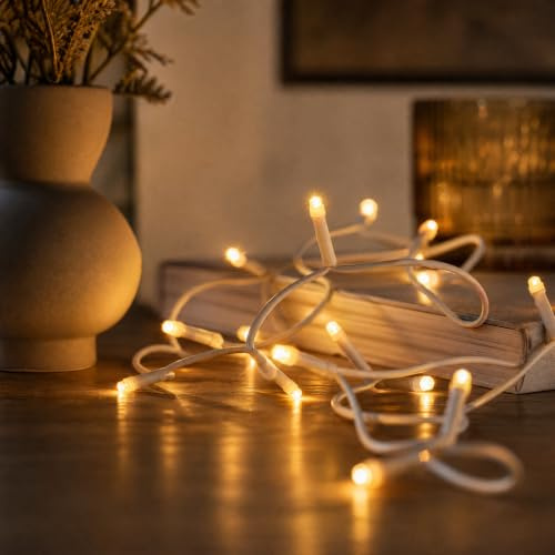 hellum LED mini ljusslinga inomhus, 2,85 m ljuslängd 20 LED ljusslinga inomhus, LED klassisk varm vit ljusslinga med kontakt, julgran, ljuskedja, ström, kabel, vit, kontakt 1,5 m, 579116