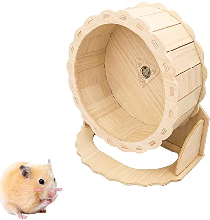 Belvanr Hamsterrad Holzlaufrad Kleintierspielzeug Laufrad Holz Kleintier-Übungsrad Holzübungsrad Haustiere Hamsterlaufrad für Hamster, 21cm