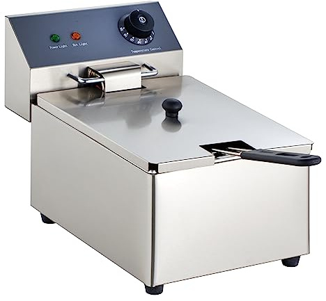 GastroHero Elektro Fritteuse 6L I Edelstahl-Fritteuse mit Thermostat und Überhitzungsschutz I Kompakte Gastro Fritteuse ideal für Restaurants und Gastronomie