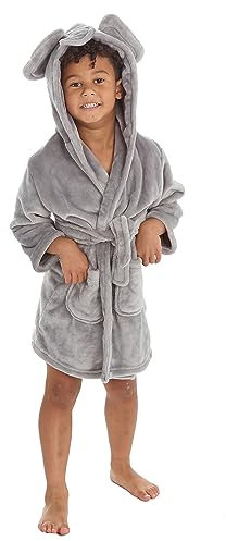 Kids Infant Girls Boys Unisex Hooded Dressing Gown Animal Themed Robe Elephant 2-3 Years