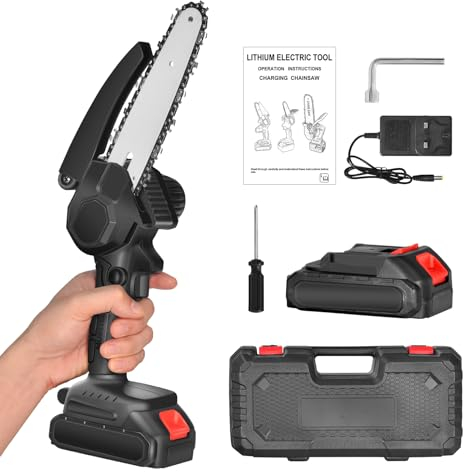 Mini kettensäge 4 Zoll Mini Kettensäge Mit Akku Elektrische Einhand-Kettensäge Elektrische Hand-Kettensäge Mit Auto Öler für Wald Garten Tree Pruning Wood Cutting