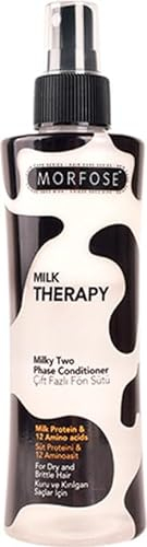Morfose Milk Therapy Conditioner Spray 220 ml, balsamo per la cura dei capelli, spray a 2 fasi con proteine del latte e aminoacidi, protezione dal calore e cura per capelli secchi e fragili