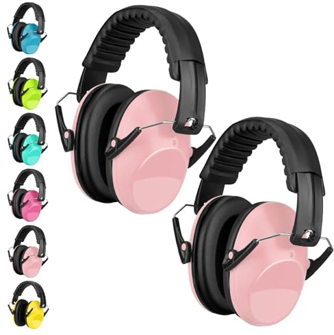 Kids Ear Defenders 2 Pack, BraveKoi Children Noise Cancelling Headphones 26dB SNR Foldable Adjustable Hearing Protection Noise Cancelling Earmuffs for Autism, Boys, Girls, Toddlers (Age 3-16 Year Old)