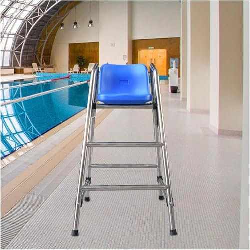 SAFWELAU Taburete alto Escalera para Piscina Acero Sillas de salvavidas de suelo para piscinas exteriores/interiores, Taburete de bar de acero inoxidable con orificio para parasol con gancho para asie