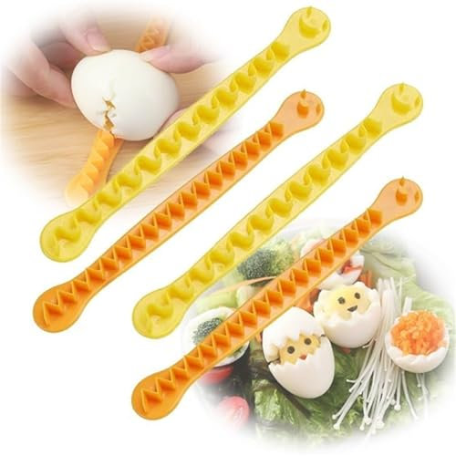 Tagliauova per uova alla diavola, taglia uova alla diavola a metà, per uova sode, strumento a forma di fiore cotto a forma di fiore, stampo verticale per uova sode (2 set)