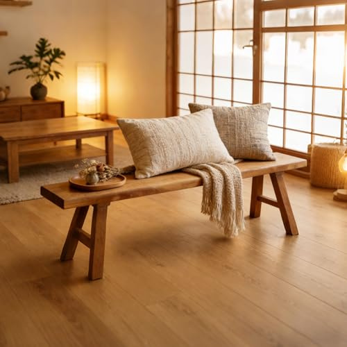 DSEWTEZXI Banc de Style campagnard en Bout de lit, Banc d'entrée en Bois pour l'intérieur Salle à Manger Rustique et Fin en Bois