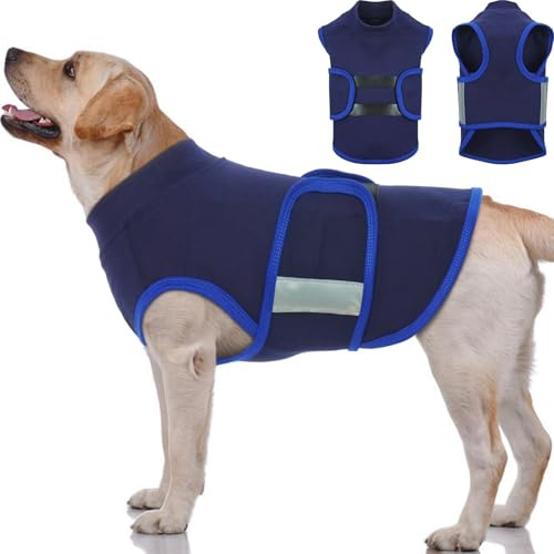 IECOii Hund ångestlindrande kappa väst, elastisk hundjacka omslag för åskväder resor, fyrverkerier, veterinärbesök, justerbara hundar ångestjacka lugnande skjorta, lätt stretchig lugnande väst t-shirt