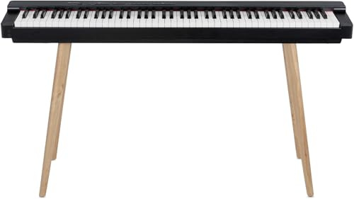 Classic Cantabile SP-316 Stage Piano mit Hammer-Klaviatur & DAAS-Sampling - 128-stimmige Polyphonie, integrierte 2x15 W Lautsprecher, MIDI & Bluetooth-Funktion - S-316 Design-Ständer Set - Schwarz