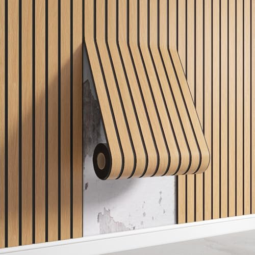 Generico Carta da Parati Autoadesiva Effetto Legno,3D Effetto Naturale Pannelli Acustici Impermeabili per Pareti in Legno,Rivestimento Murale per Soggiorno, Ufficio, Cucina,A1,1 Rolle 300x40cm