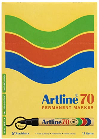 Artline 70 permanent markör xylenfri kula spets 1,5 mm linje svart ref A701 [paket med 12]