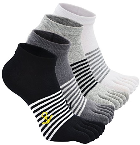 Teenloveme Chaussettes ¨¤ doigts Homme Chaussettes avec Orteils en coton, 5 paires, Multicolore-4 Paires, EU 39-44