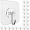 Jiaweixiang 24 Pack Heavy Duty Self Adhesive Hooks - 33lb Max, Transparent, Waterproof, Sticky Wall Hooks for Keys, Bathroom, Shower, Outdoor, Kitchen, Door, Home Improvement, Utility