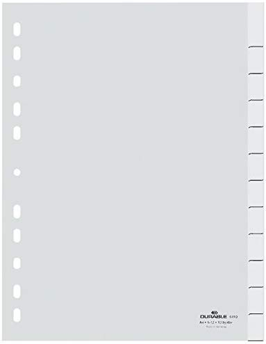 Durable 641002 Blanko-Register (aus PP, A4 hoch, volldeckend, 1-12 beziehungsweise Januar-Dezember) weiß (12-teilig | 10er Pack)