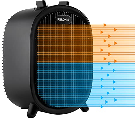 PELONIS Heizlüfter, Elektrische Heizung 2000W, 2-in-1 Mini Heizlüfter mit 2 Heizstufen und Gebläse-Modus, Keramik Heizlüfter mit Thermostat Kippschutz und Überhitzungsschutz, Schwarz 20AB