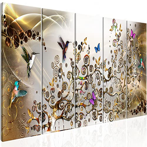 murando Acrylglasbild a'la Gustav Klimt 200x80 cm 5 Teilig Wandbild auf Acryl Glasbilder Kunstdruck Moderne Acrylglas Platte Wanddekoration Geschenke Heimdekoration Glasbild - Abstrakt Kolibri