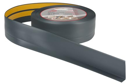 ProfiPVC Perfil Angular Suelo 50x20mm - 10 metros, Rodapié de acabado, ideal para cocina y baño, cinta autoadhesiva de PVC, rodapié flexible y blanda, Antracita