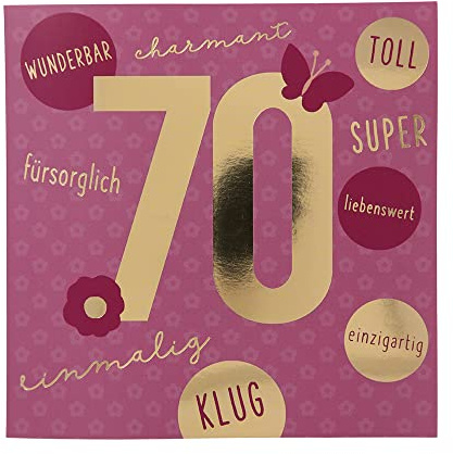 Depesche 11515-050 sifferkort till 70-årsdagen Födelsedag med musik, raffinerat vikbart kort med originell inre text, inklusive kuvert, format 15,5 x 15,5 cm