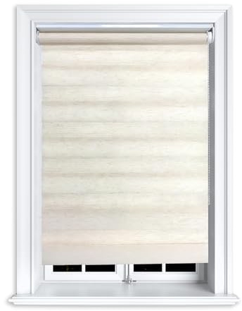 Lister Cartwright Zebra Roller Blinds Day & Night Dual Layer Fabric Translucent Vision Shades- 150x165 cm Linen Window & Door Blinds for Home Office