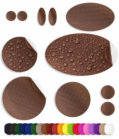 Stick-On Repair Patches for Down Jackets, Tents, 11 Pcs, Brown