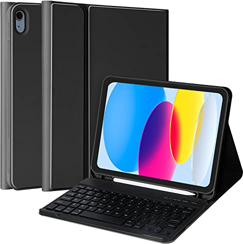 CC Store Hülle mit Tastatur für iPad 10 Generation 2022/ A16 11 Generation 2025 (10.9/11 Zoll)- Abnehmbare Deutsch Keyboard Schutzhülle mit Stifthalter für iPad 11/10 Gen, QWERTZ Layout