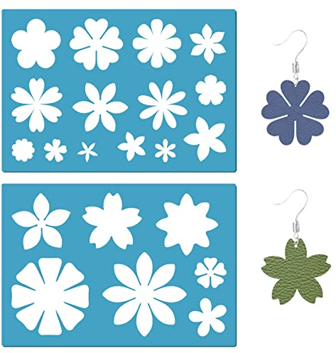 GORGECRAFT 2 Styles Different Flowers Jewelry Shape Template Earring Stencils Reusable Cutouts Cutting Stencil Lapidary Templates for Bracelets Earrings Making Jewelry Accessories DIY Crafts 5X3.5