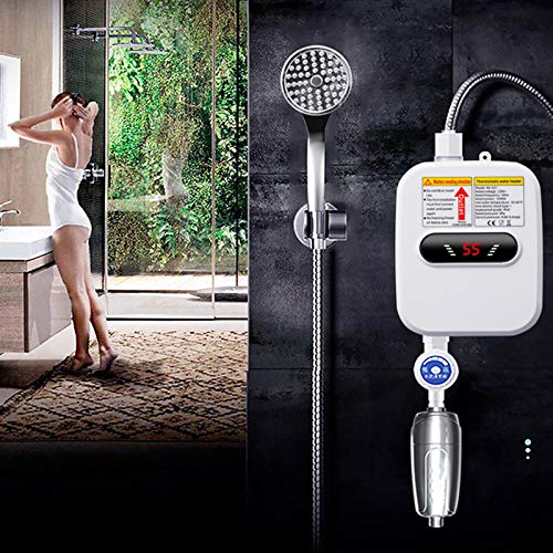 LENDISIY Petit chauffe-eau instantané 3500 W - Mini chauffe-eau électrique instantané sans réservoir - Chauffe-eau instantané sans réservoir - Pour salle de bain et cuisine