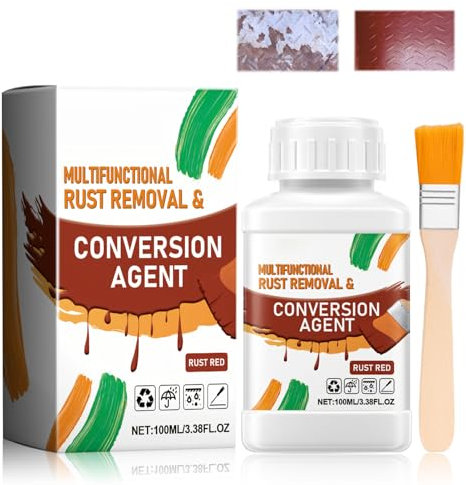 Allony Rostentferner Metall, Flugrostentferner, Rostlöser Extrem, Rostumwandler, Rostlöser mit Pinsel, Geeignet für Verschiedene Metalloberflächen Wie Eisen, Stahl, Kupfer - 100g